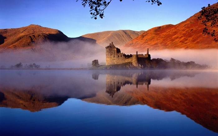 2808674 Nature Landscape Architecture Castle Mountain Water Rock Scotland Uk Lake Ruin Mist Trees Reflection Wallpaper Cool Wallpapers For Me
