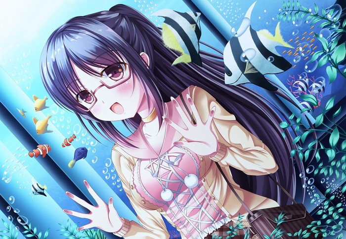 2 Original Characters Anime Anime Girls Glasses Aquarium Wallpaper Cool Wallpapers For Me