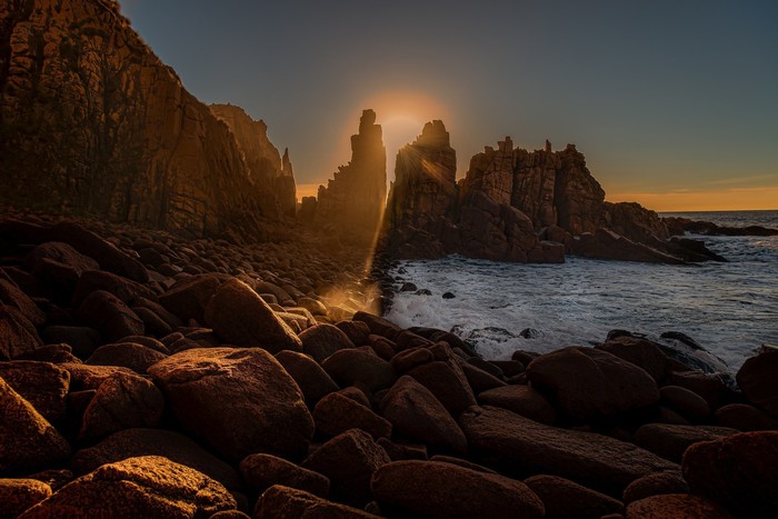 Sunset Rocks Shadows landscape rocks sunset sunlight sea mountains sun evening wallpaper ...