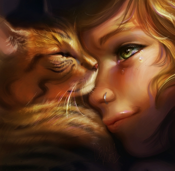 6135842 / art, luminos, orange, tamberella, cat, animal, fantasy 